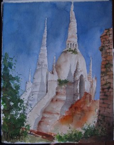 gemalt - Wat in Ayutthaya