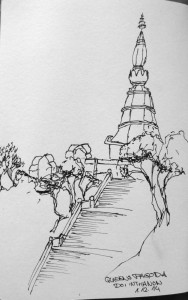 gemalt - Queens Pagoda im Doi Inthanon Nationalpark