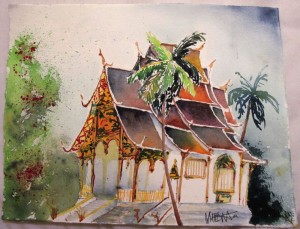 gemalt - Wat in Luang Prabang